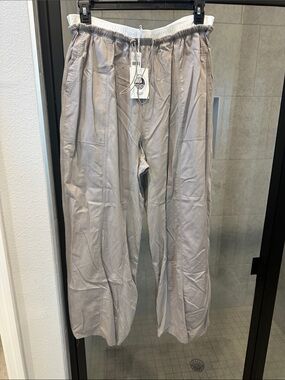 Anthropologie Wide-Leg Drawstring Pants — Light Taupe